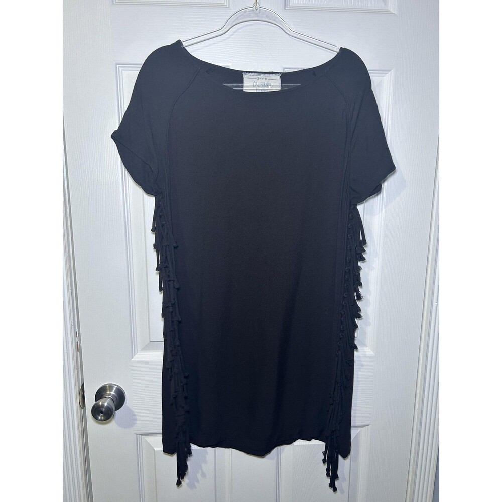 California Moonrise Dress Women's Medium Black Tassel Fringe Dress Boho NWOT